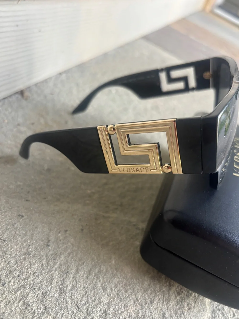 Versace Acetate/Recycled Nylon Black Gold Sunglasses